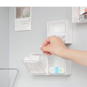 4PCS Clamshell Storage Box, Cotton Swab Storage Box, for Cotton Balls,Cotton Swabs,Cotton Rounds,Makeup Pads Storage Canister, for Bathroom, Bedroom, Holder Wall Mount