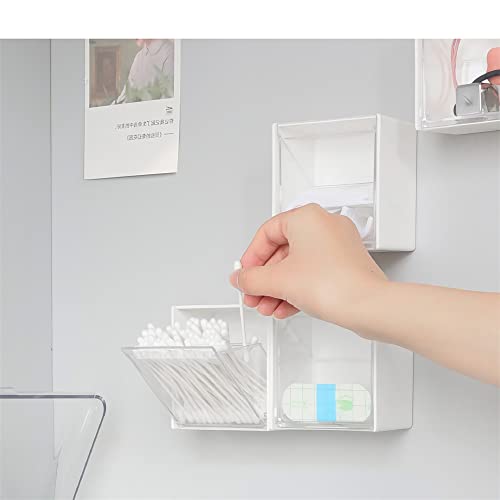 4PCS Clamshell Storage Box, Cotton Swab Storage Box, for Cotton Balls,Cotton Swabs,Cotton Rounds,Makeup Pads Storage Canister, for Bathroom, Bedroom, Holder Wall Mount