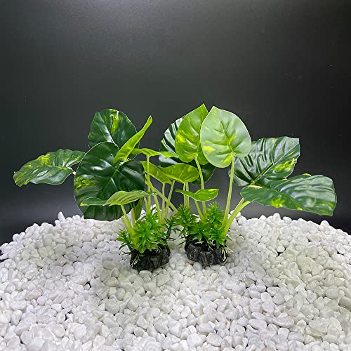 Smoothedo-Pets Aquarium Plants Fish Tank Decorations Plastic Artificial Plant Goldfish Waterscape Betta Fish Hides/Rest (Rainforest Leaf)