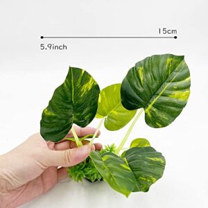 Smoothedo-Pets Aquarium Plants Fish Tank Decorations Plastic Artificial Plant Goldfish Waterscape Betta Fish Hides/Rest (Rainforest Leaf)