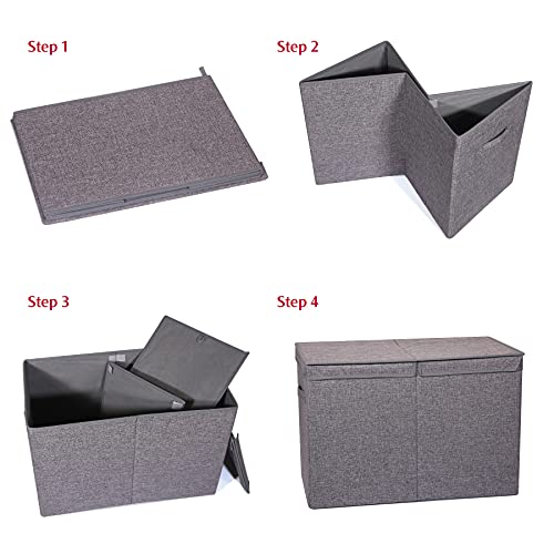 Set of 2 Collapsible Storage Bins with Lids Fabric Foldable Storage Boxes Organizer Containers Baskets Cube with Divider for Home Bedroom, Jumbo