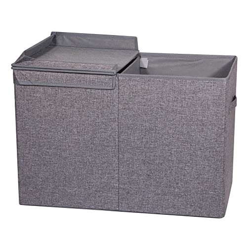 Set of 2 Collapsible Storage Bins with Lids Fabric Foldable Storage Boxes Organizer Containers Baskets Cube with Divider for Home Bedroom, Jumbo