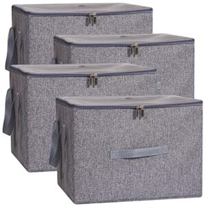 tenabort 4 pack collapsible storage bins with lids fabric foldable storage boxes organizer containers baskets cube for home bedroom, large