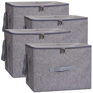 TENABORT 4 Pack Collapsible Storage Bins with Lids Fabric Foldable Storage Boxes Organizer Containers Baskets Cube for Home Bedroom, Large