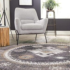 Unique Loom Eco Southwestern Collection Area Rug - Springdale (Round 3' 3" x 3' 3", Charcoal Gray/Ivory)