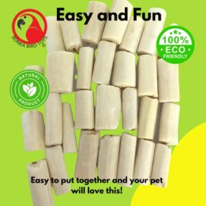 Bonka Bird Toys 3349 Pk24 Mini Sola Chip Play Foot Talon Craft Part Bird Toys Natural Chew Foraging Treat for Conures Cockatiels Parakeets and Other Similar Sized Birds