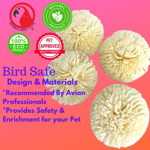 Bonka Bird Toys 3344 Pk4 Sola Spike Ball Foot Talon Craft Part Bird Toys Natural Foraging Chew Health Treat for Small to Medium Sized Birds and Other Small Pets