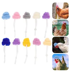 POPETPOP 10Pcs Chicken Hats for Hen Knitting Mini Hats Adjustable Pet Hats Pet Chicken Hat Decors (Mixed Style)