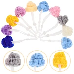 POPETPOP 10Pcs Chicken Hats for Hen Knitting Mini Hats Adjustable Pet Hats Pet Chicken Hat Decors (Mixed Style)