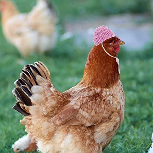 POPETPOP 10Pcs Chicken Hats for Hen Knitting Mini Hats Adjustable Pet Hats Pet Chicken Hat Decors (Mixed Style)