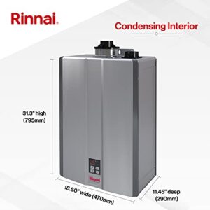 Rinnai RSC199iP Smart-Circ Condensing Gas Tankless Water Heater, Super High Efficiency Plus Propane Heater, Up to 11 GPM, Indoor Installation, 199,000 BTU