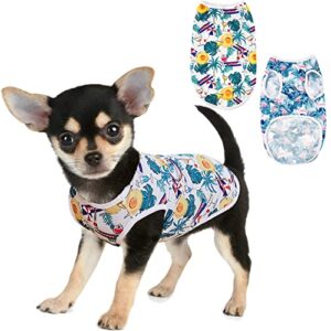naroume 2 pack dog shirt - dog hawaii shirts - flamingo pet vest - dog summer shirt puppy clothes,soft & breathable mesh puppy shirt beach seaside puppy shirt sweatshirt for small dogs cats