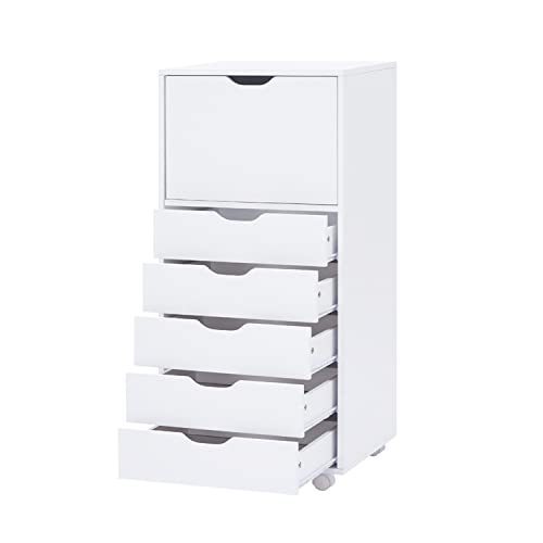 Naomi Home Ultimate Sewing & Craft Storage Cabinet - 6 Drawer Organizer for Arts, Crafts, Sewing Supplies & More - White Multipurpose Cabinet with Ample Space - 6 Drawer, White