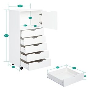 Naomi Home Ultimate Sewing & Craft Storage Cabinet - 6 Drawer Organizer for Arts, Crafts, Sewing Supplies & More - White Multipurpose Cabinet with Ample Space - 6 Drawer, White