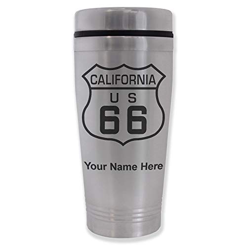 LaserGram 16oz Commuter Mug, Route 66 California, Personalized Engraving Included