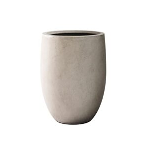 kante 21.7" h weathered concrete tall planter, large outdoor indoor decorative pot with drainage hole and rubber plug, modern round taper style for home and garden