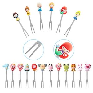 ZAKVOP 18 Pcs Food Picks for Kids with 3 Ceramic Jars, Set of 3 Cute Cartoon Fruit Forks Kids Stainless Steel, Animal Food Picks Fruit Picks for Kids Bento Picks for Appetizers