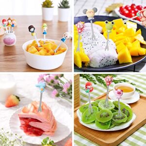 ZAKVOP 18 Pcs Food Picks for Kids with 3 Ceramic Jars, Set of 3 Cute Cartoon Fruit Forks Kids Stainless Steel, Animal Food Picks Fruit Picks for Kids Bento Picks for Appetizers