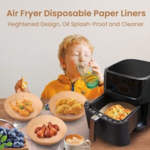 Air Fryer Disposable Paper Liner, 100 Pcs Liners for Air Fryer, Non-stick Parchment Paper for Frying, Baking, Cooking, Roasting and Microwave - Unbleached, Oil-proof, 7.9-inch