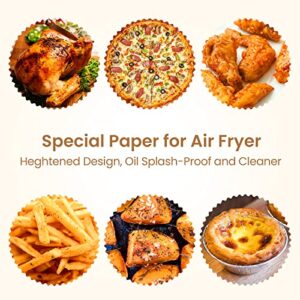 Air Fryer Disposable Paper Liner, 100 Pcs Liners for Air Fryer, Non-stick Parchment Paper for Frying, Baking, Cooking, Roasting and Microwave - Unbleached, Oil-proof, 7.9-inch