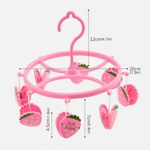Muellery Clothes Dryer Hanger with Cute Strawberries Clips Drying Rack Folding Indoor TPQH96409