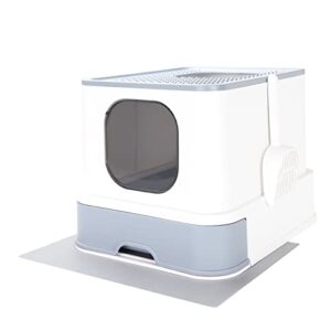 rizzari foldable cat litter box,large top entry anti-splashing litter box with lid,enclosed plastic litter box with handy litter scoop,drawer type cat toilet easy cleaning (white)