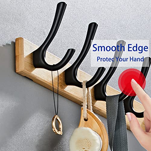 Coat Rack Wall Mounted with 5 Hooks, Heavy Duty Wall Hooks, Wooden Wall Coat Hanger for Hanging Coats Towels Hats Clothes