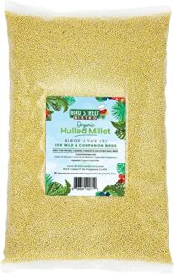 bird street bistro organic hulled millet bird seed - bird food - millet for birds and canary, finches, small wild bird food – bird feed with no harmful substances, no fillers – white millet hulled