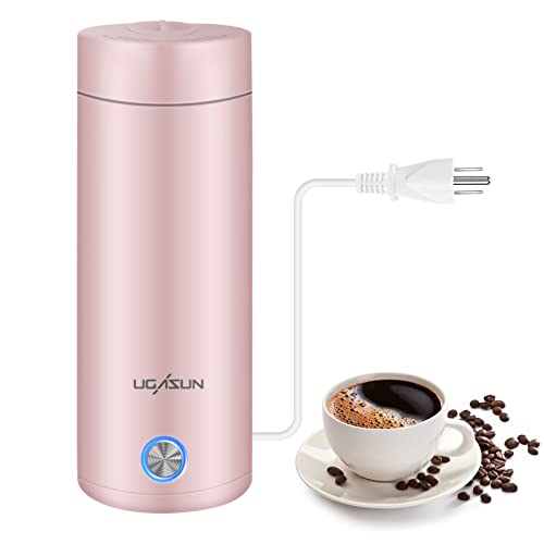 Travel Small Electric Kettle,400ml Portable Travel Kettle,Electric Water Boiler Tea Kettle,Mini Fast Boil and Auto Shut Off Water Kettle Warmer,Double Wall Insulated Coffee Tea Hot Water Heater Maker