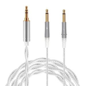 faaeal copper silver plated upgrade cable,compatible with hifiman he400se he4xx,he-350,meze 99 classics,denon ah-d9200,3.5mm to dual 3.5mm(1/8”) aux cord replacement wire