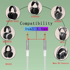 FAAEAL Copper Silver Plated Upgrade Cable,Compatible with Hifiman HE400SE HE4XX,HE-350,Meze 99 Classics,Denon AH-D9200,3.5mm to Dual 3.5mm(1/8”) Aux Cord Replacement Wire