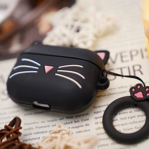 Case for Airpods Pro Cartoon 3D Anime Animal Cute Cat Design AirPod Skin Case Funny Fun Cool Character Soft Silicone AirPods Pro Case for Kids Teens Girls Boys Cover Cases Air pods Pro