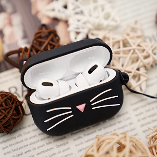 Case for Airpods Pro Cartoon 3D Anime Animal Cute Cat Design AirPod Skin Case Funny Fun Cool Character Soft Silicone AirPods Pro Case for Kids Teens Girls Boys Cover Cases Air pods Pro