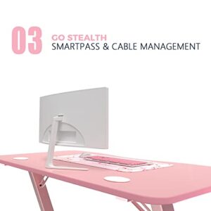 VITESSE Pink Gaming Desk, 40 inch Ergonomic Gaming Desk for Girls, Cute Kawaii Computer Desk, Gaming Tables with Headphone Hook…