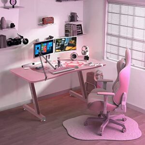 VITESSE Pink Gaming Desk, 40 inch Ergonomic Gaming Desk for Girls, Cute Kawaii Computer Desk, Gaming Tables with Headphone Hook…