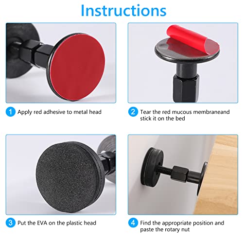 LIJQCI Bed Frame Anti-Shake Tool 4 Pack Adjustable Threaded Metal Headboard Cushion Stoppers Protect The Wall from Banging (1.85-2.63in)