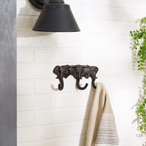 DII Decorative Cast Iron Wall Hook Collection, Triple Elephant