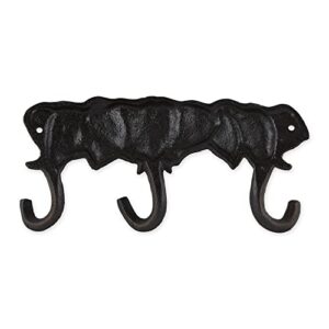 DII Decorative Cast Iron Wall Hook Collection, Triple Elephant