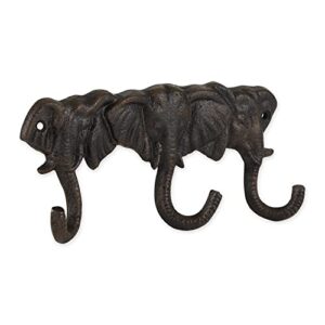 DII Decorative Cast Iron Wall Hook Collection, Triple Elephant