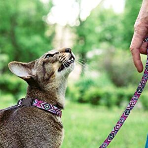 Cat Harness and Leash Set Geometric Pattern Escape Proof Adjustable for Kitty Outdoor Walking(Purple)