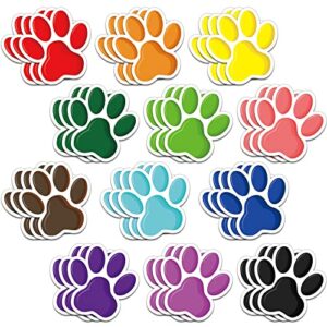 60 pcs paw prints cutouts mini paw print accents decor paw cut outs paw bulletin board dog paw print cut out paw print party supplies for kids educational school home (colorful)