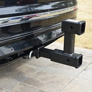 TOPTOW 64131KT Dual Hitch Extension Combo Kit, 7-1/2" Drop/Rise, 8" to 10" Extender, 2 Pack of Hitch Clamps, 3 Pack of Hitch Pins and 2 Pack of Hitch Covers