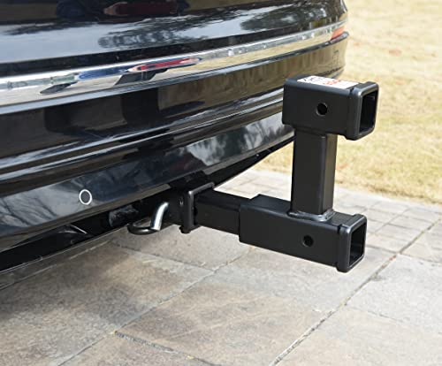 TOPTOW 64131KT Dual Hitch Extension Combo Kit, 7-1/2" Drop/Rise, 8" to 10" Extender, 2 Pack of Hitch Clamps, 3 Pack of Hitch Pins and 2 Pack of Hitch Covers