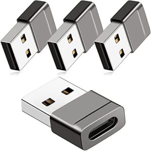 auvipal usb c female to usb male adapter (4 pack), usb a charger to usb type c cable converter for apple watch series 7 8 ultra se, iphone 12 13 14 plus pro max, samsung galaxy s20 s21 s22