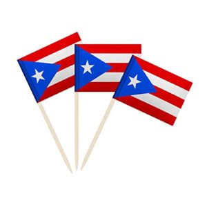 100 pack puerto rico flag puerto rican toothpick flags, cocktail picks mini stick cupcake toppers country picks party decoration celebration cocktail food bar cake flags (puerto rico)