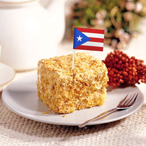 100 Pack Puerto Rico Flag Puerto Rican Toothpick Flags, Cocktail Picks Mini Stick Cupcake Toppers Country Picks Party Decoration Celebration Cocktail Food Bar Cake Flags (Puerto Rico)