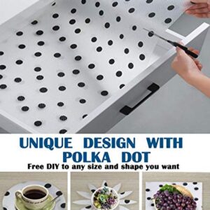 Shelf Liner for Kitchen Cabinets Non-Adhesive Polka Dot Drawer Liner Non-Slip Refrigerator Liner Waterproof Fridge Pad Cupboard Mat Easy Placemats, Ideal for Wire Pantry Bathroom, 17.7"× 47.2"