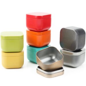 10-Pack Multicolor Small Square Tinplate Tea Tin Can Exquisite Candy Gift and Crafts Box Food Storage Container (Mix-color）