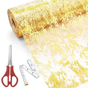 metallic gold thin table runner with scissors and soft ruler glitter gold table runners gold table decor gold fabric sequin table runners for wedding birthday party decoration (11 inch x 99 feet)