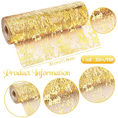 Metallic Gold Thin Table Runner with Scissors and Soft Ruler Glitter Gold Table Runners Gold Table Decor Gold Fabric Sequin Table Runners for Wedding Birthday Party Decoration (11 Inch x 99 Feet)